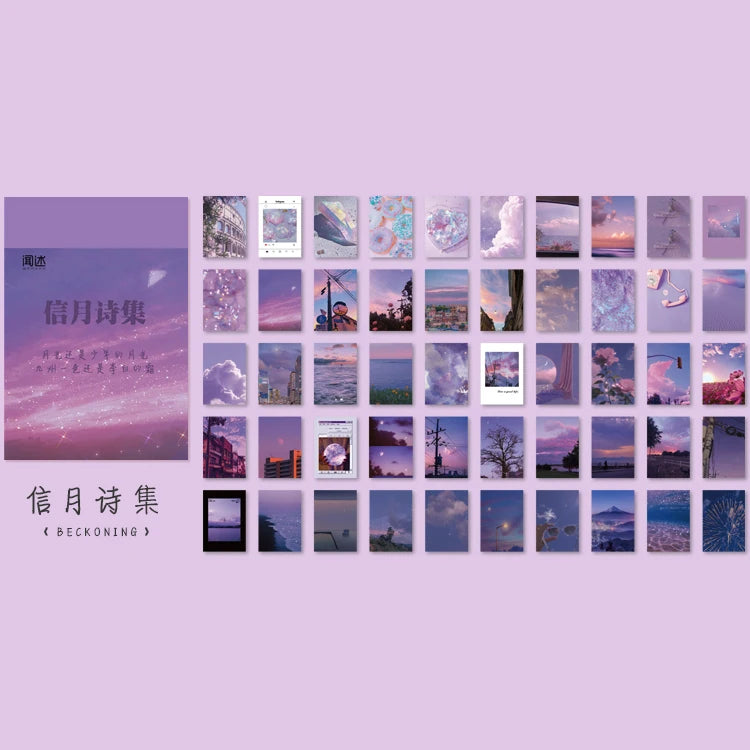 EZ Yoofun 50 Sheets Natural Scenery&Art Paintings Stationery Stickers Book Aesthetic Landscape Cute Scrapbooking Planner Journaling