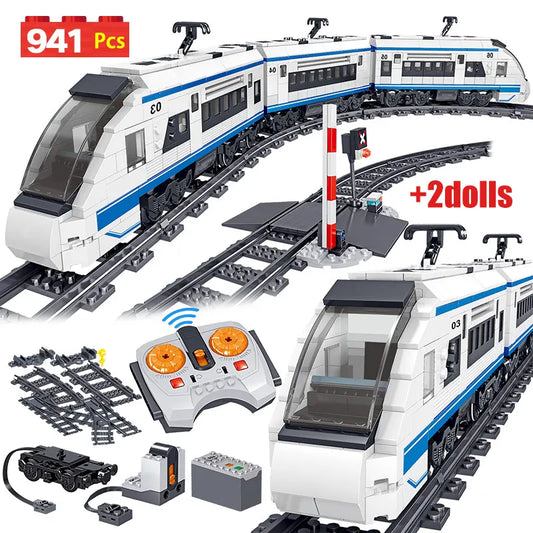EZ 941pcs City Electric Harmony Rail Remote Control Building Blocks Train Track RC Car Brick Toy for Boy