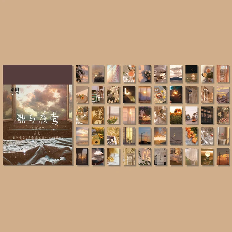 EZ Yoofun 50 Sheets Natural Scenery&Art Paintings Stationery Stickers Book Aesthetic Landscape Cute Scrapbooking Planner Journaling