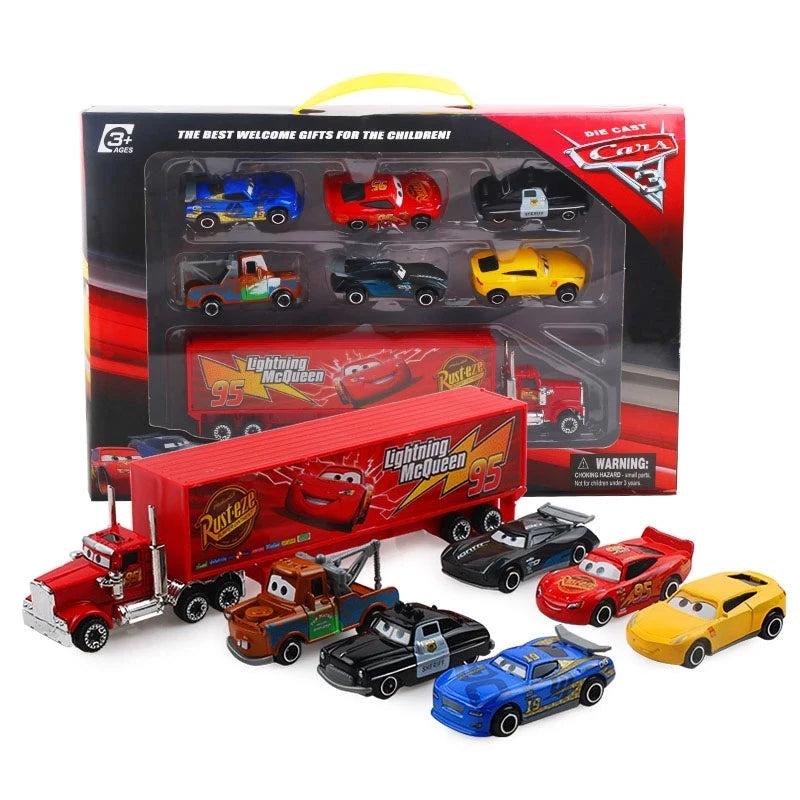 EZ 7PCS/Set Disney Pixar Car 3 Lightning m/c/Queen Jackson Storm Mack Truck 1:55 Diecast Metal Car Model Toy Boy Christmas Gift
