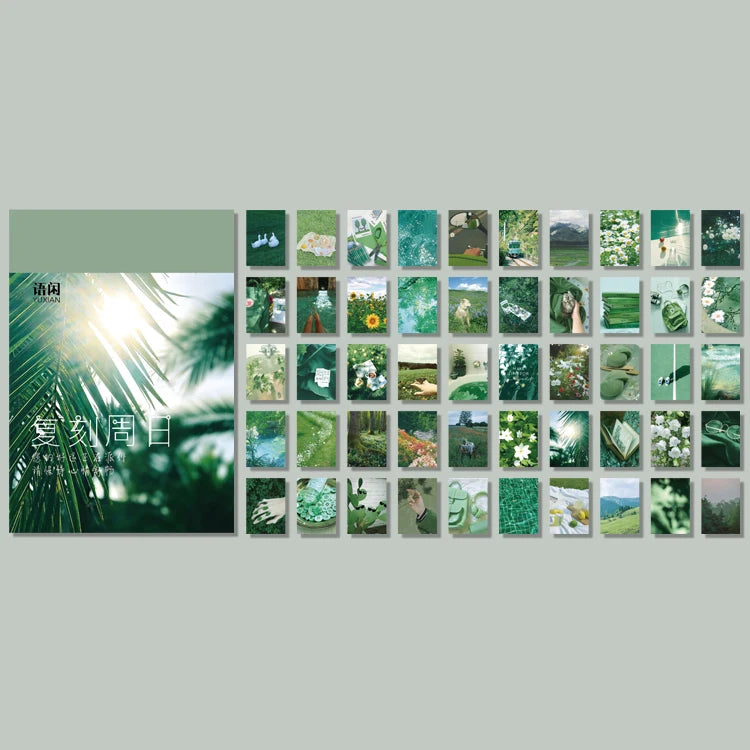 EZ Yoofun 50 Sheets Natural Scenery&Art Paintings Stationery Stickers Book Aesthetic Landscape Cute Scrapbooking Planner Journaling