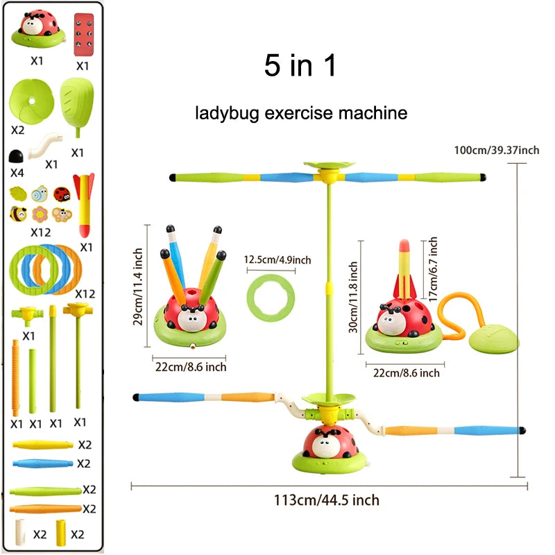 EZ Ladybug Sport Entertainment Game Toy Multifunction Rope Skipping Machine Ferrule Jump Rocket Launcher Outdoor Educational