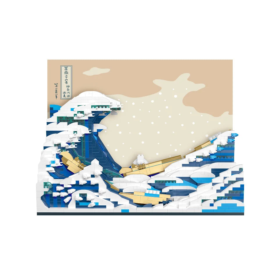 EZ Pantasy Kanagawa Surfing Puzzle Ukiyo-E Building Block Decoration Creative Assembling Toy World Famous Painting Gift