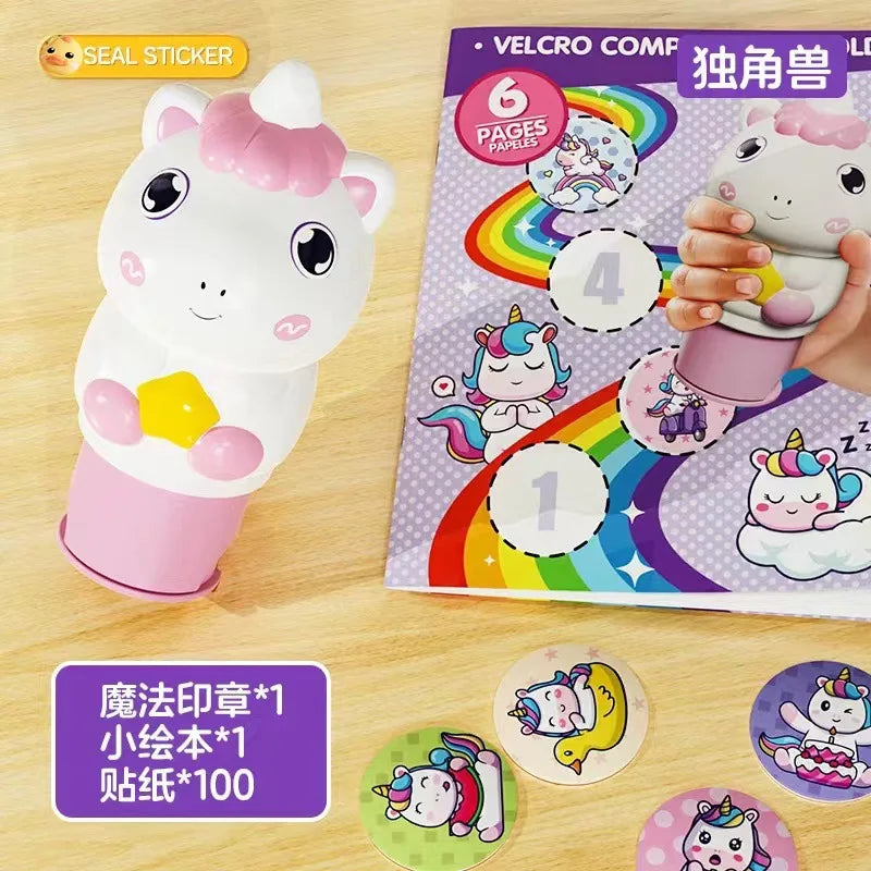 EZ Popular Children's Magic Seal Sticker Book Toy Stamp Reward Boys and Girls Cartoon Cute Rabbit