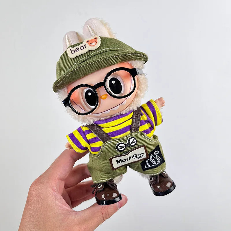 EZ For Labubu Clothes 17cm Labubu Plush Toy Pendant Clothes Replace Cute Fashionable Suit Fashionable And Cute Dress-up Accessories