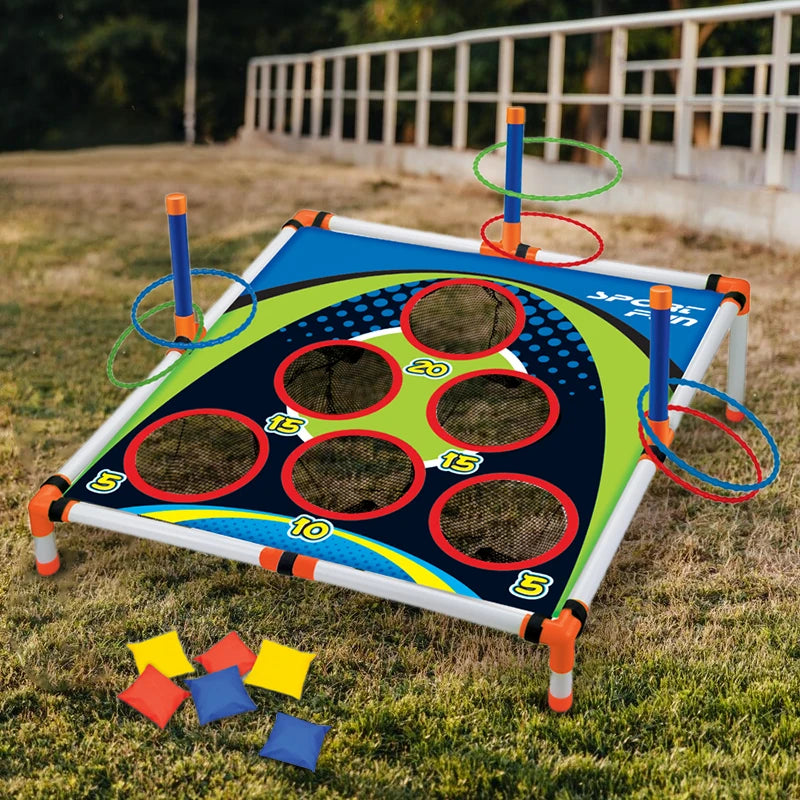 EZ Portable Cornhole Throwing Circle Ferrule Board Set Easy Assemble Fun Kids Interactive Adults Outdoor Yard Toss Game Toy