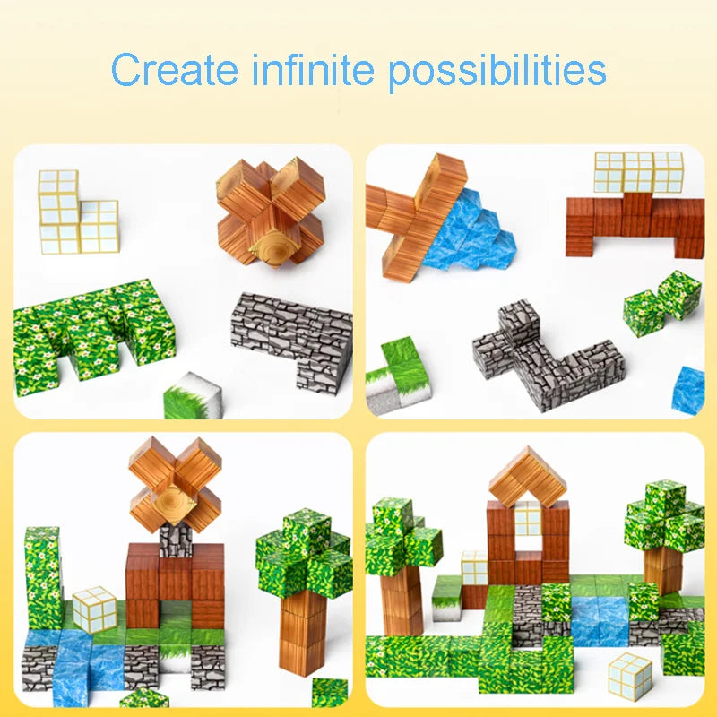 EZ 10-500PCS Magnetic Building Blocks Magnet Set Bricks Mini World STEM Construction DIY Educational Toys For Kids Birthday Gifts