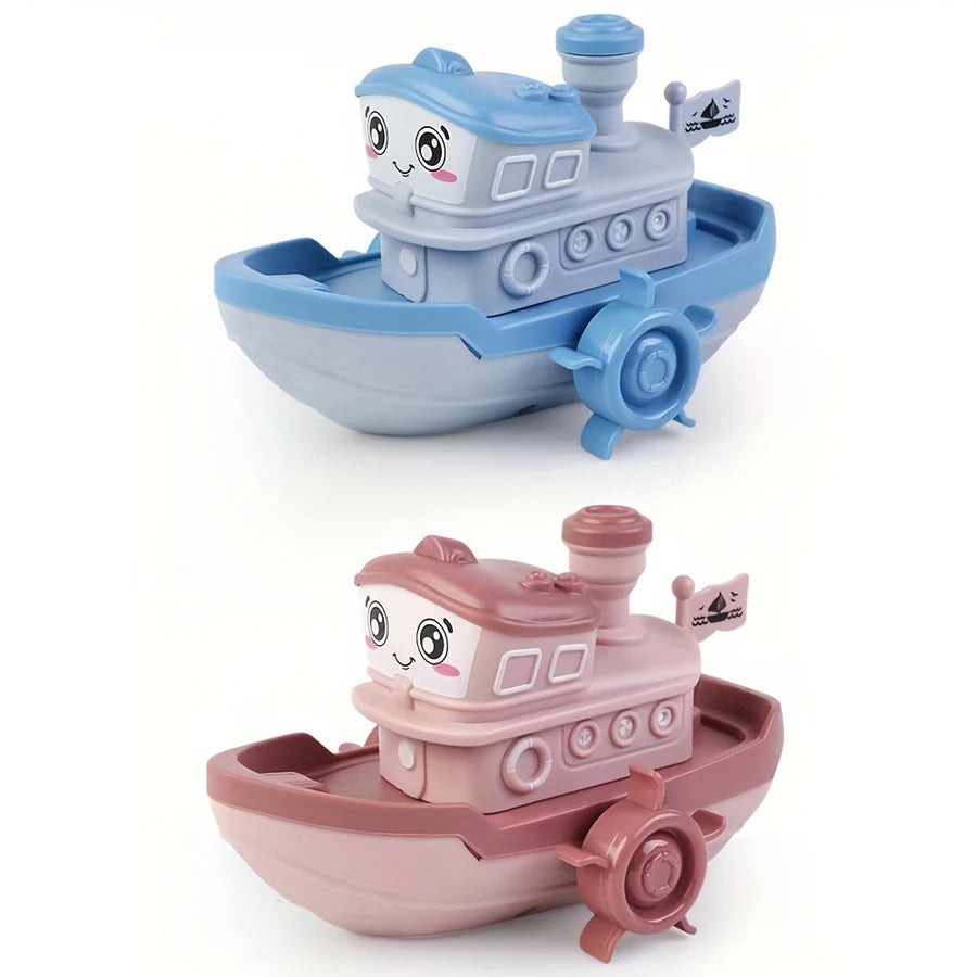 EZ 1PC Wind-up Steamer Bath Toy, Funny Windup Steamship Tub Toy Steamboat Water Toy Clockwork Boat Pool Toy For Baby Bath Toys