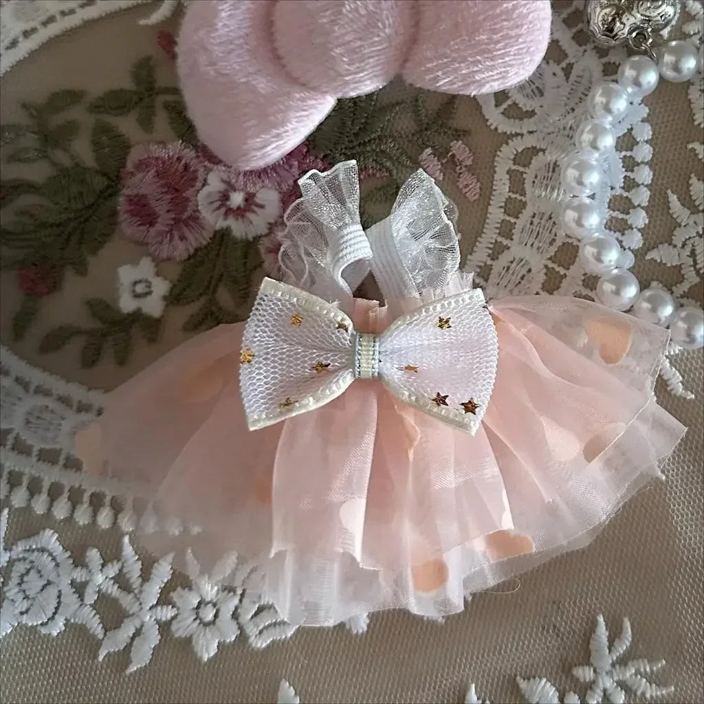 EZ Dress for 17cm Labubu Mini Plush Doll'S Clothes Outfit Accessories for Kpop Exo Labubu Idol V2 Bow Princess Dress Clothing Gift