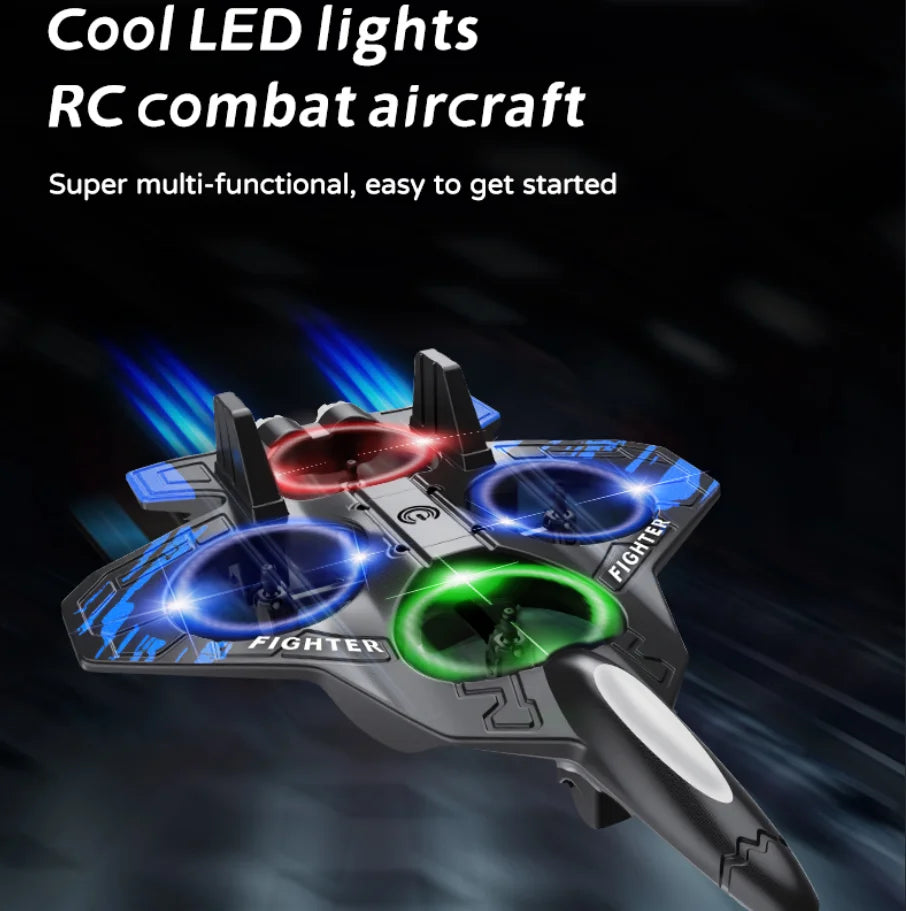 EZ Foam RC Plane Fighter 2.4G Remote Control Stunt Glider 360 ° Rolling Flight Flying EPP Foam Aircraft with LED Toys for Kids