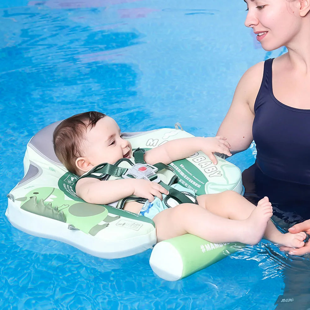 EZ Mambobaby Baby Swim Float Non-inflatable Baby Swimming Float Ring Waterproof Swim Trainer Pool Float with Sun Canopy for 3-24