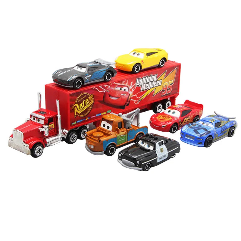 EZ 6-7pcs Disney Pixar Car 3 2 1 Lightning Mcqueen Truck Mack Jackson Storm Diecast Metal racing Car dinoco racer toy Set Boy Gift