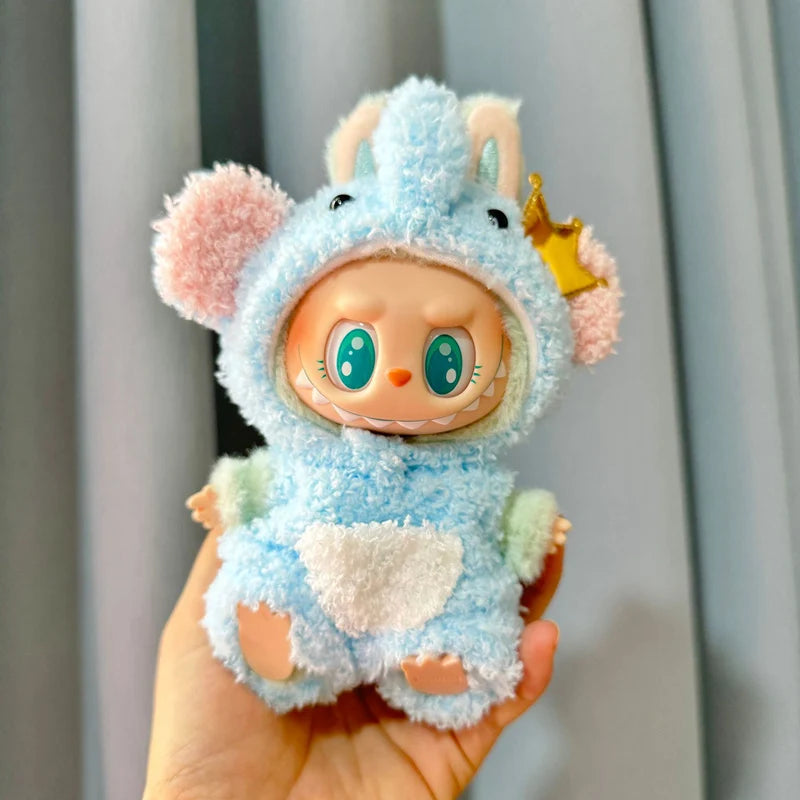 EZ 17cm Labubu Doll Clothes Pink Pig Jumpsuit Clothing Set Baby Pendant Clothes Green Frog Onesie Clothes Replacement Trend Gift
