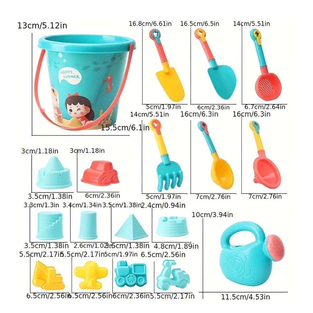 EZ 18PCS Beach Sand Toy Set, Durable Plastic, Summer Pool Beach Game Set, Outdoor Sand Play Tools For Boys And Girls, Great Holiday