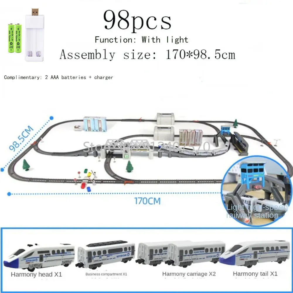 EZ Electric Train High Speed Train Model Railway Track Harmony Rail Toy Car  Assemble DIY Set Children Christmas Gift Toy for Boy