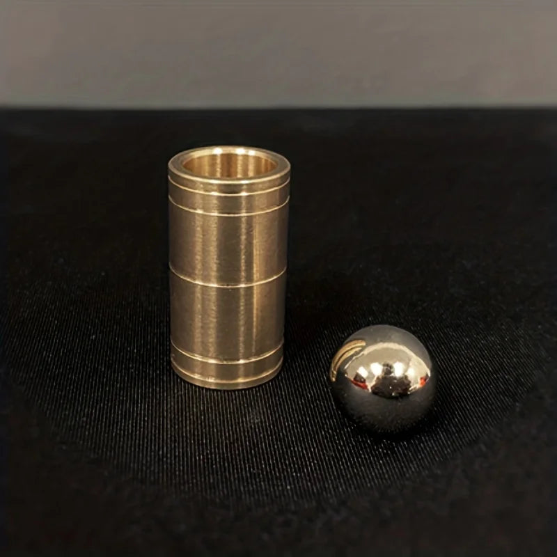 EZ Ball & Tube Mystery (Brass) Close up Magic Tricks Illusions Gimmick Fun Magic Balls Rises Falls Stage Magic Magician Toys