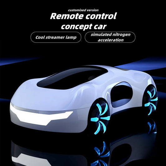 EZ NEW cool sports car dual spray with sound and cool lights four-wheel drive science fiction concept car children's remote control