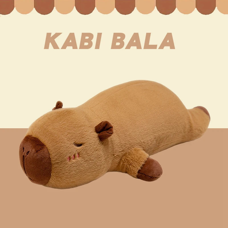 EZ 60cm-100cm Kawaii Cartoon Giant Strip Capybara Plush Doll Pillow Lying Brown Orange Wings Creative Capybara Plush Toy Home Decor