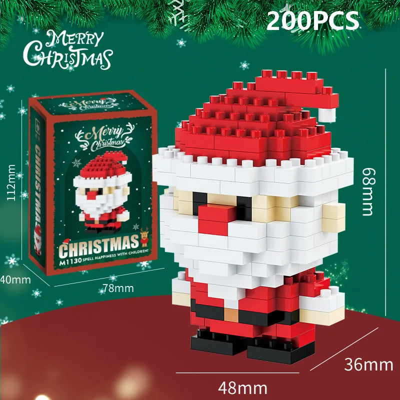 EZ Christmas Gifts Micro Building Block DIY Domino Game Santa Claus Reindeer Holiday Puzzle Assembling Bricks Table Decoration Toys