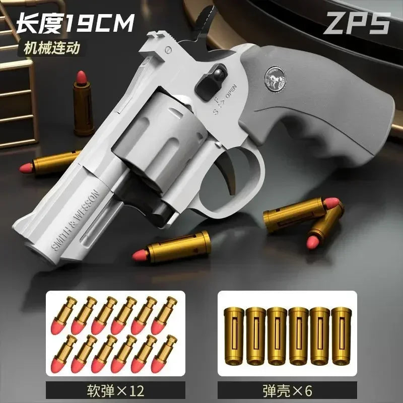EZ Continuous Firing ZP5 357 Revolver Launcher Pistol Soft Dart Bullet Toy Gun CS Outdoor Game Weapon for Kids Adult