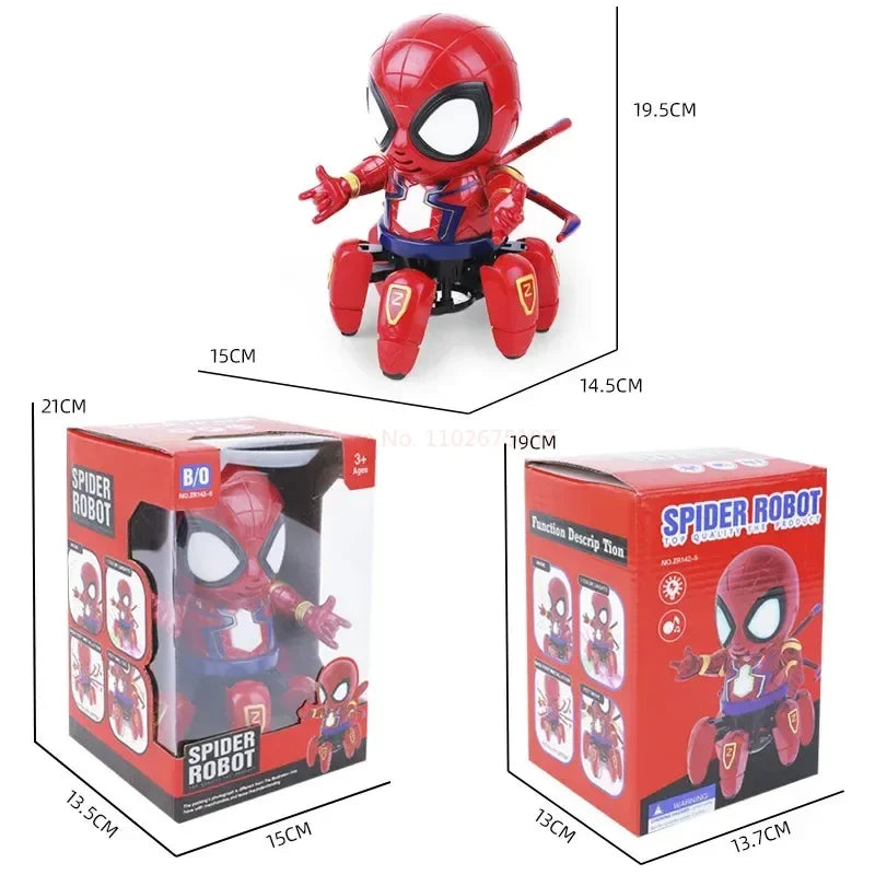 EZ Marvel The Amazing Spider Man Dancing Robot Musical Light Electric Toy Doll Spiderman Action Figure Children Funny Birthday Gift