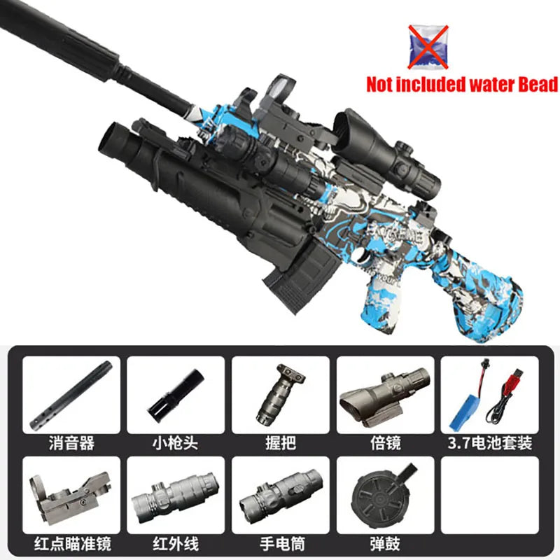 EZ The New M416 Electric Burst Toy Gun Without Gel Ball Can Be Manually and Can Be Electric with Fully Equipped with Flashlight Infrared Boy Toy Game