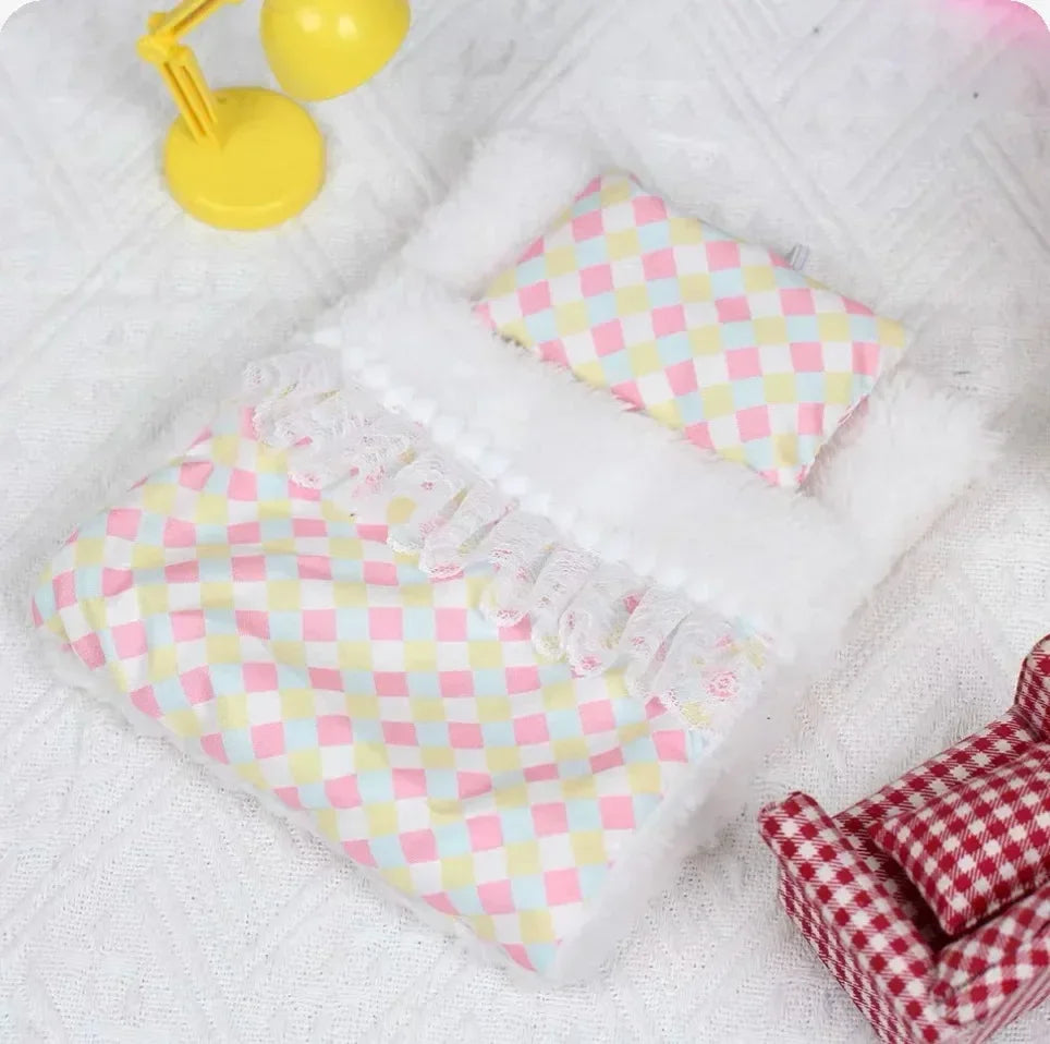 EZ Ropa Labubu For 15/17cm Labubu Doll Quilt and Pajama Set Three-piece Set Cosy Baby Bed Home Warmth Toy Girl Gift