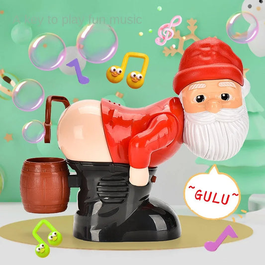 EZ New Christmas Funny Bubble Toy Santa Claus Bubble Machine Electric Santa Butt Bubble Blower With Music Lights Xmas Kids