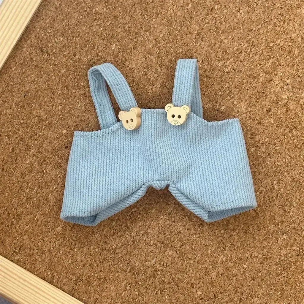 EZ For 17cm labubu V1 V2 baby clothes bear overalls outfit plush vinyl face labubu doll pendant clothes