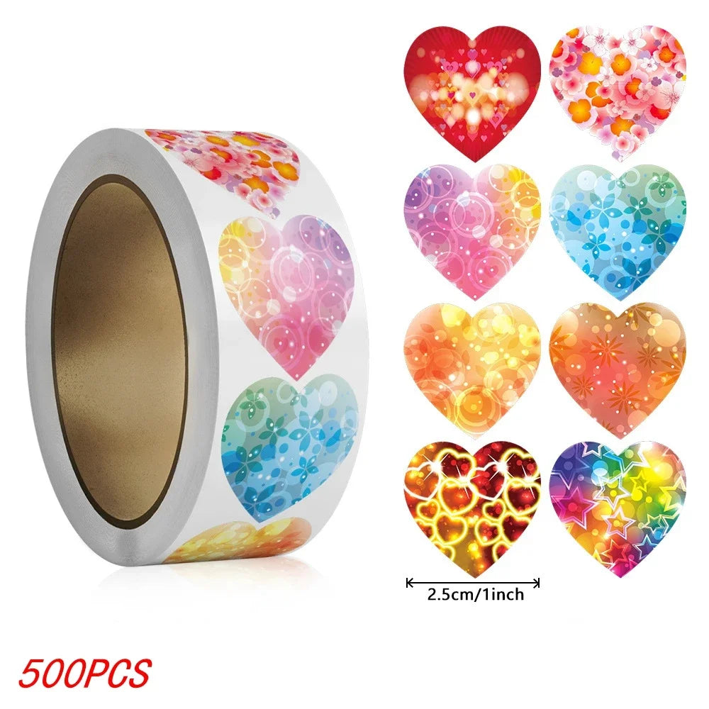 EZ 50-500pcs 1inch Red Heart Stickers for Valentine's Day Baking Packaging Sticker Envelope Seals Love Decorative Sticker
