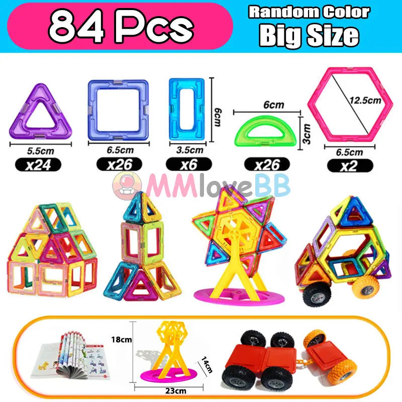 EZ Magnets Toys for Kids Big Size Plus Magnetic Blocks for Children Designer Constructor Set Toys for Boys Building Blocks