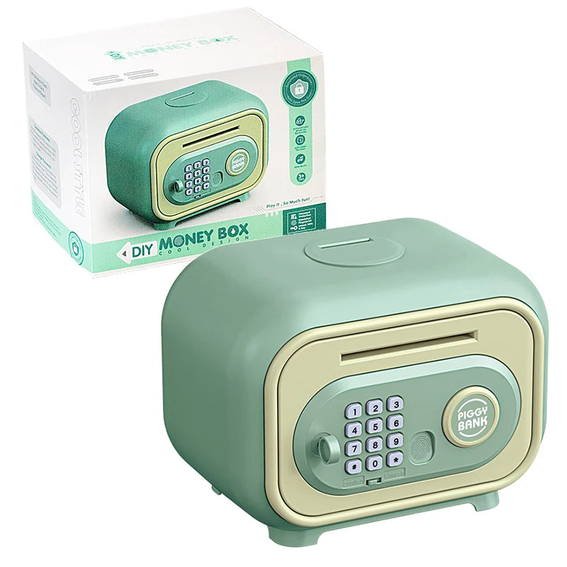 EZ Electronic Piggy Bank for Children Password Saving Box Safe Cash Money With Fingerprint Sound Bank Mini ATM Kids 3 Year Gifts