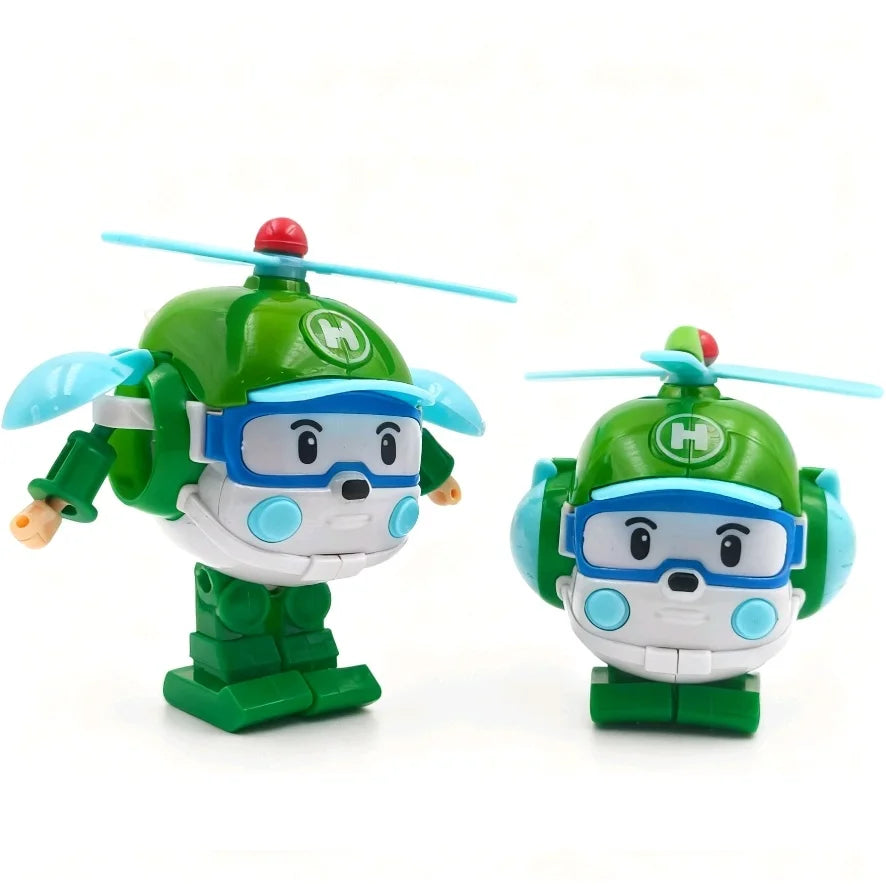 EZ 6pcs/set Cartoon Robocar Poli Action Figures Transformation Anime Hand Deformation Car Model Airplane Gift Toys Robots For
