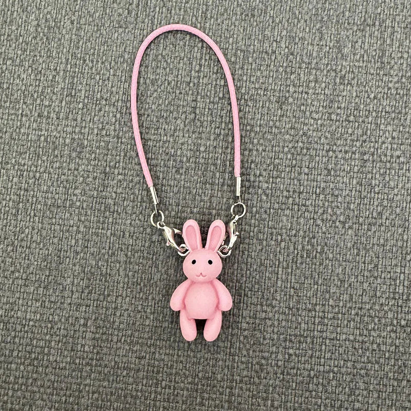 EZ For labubu Cute Cartoon Mini Bunny Pendant Dollhouse Accessories For Plush Doll Neck Decoration Kawaii Rabbit Model Charms Dress