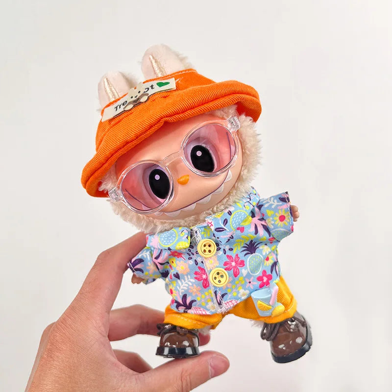 EZ For Labubu Clothes 17cm Labubu Plush Toy Pendant Clothes Replace Cute Fashionable Suit Fashionable And Cute Dress-up Accessories
