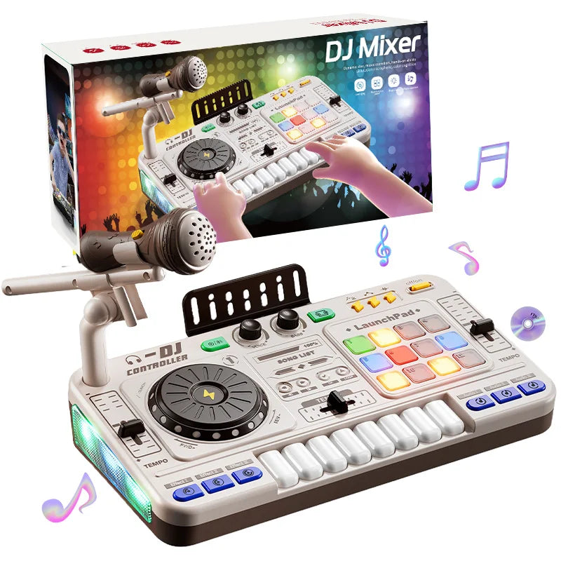 EZ Kids Simulation DJ Mixer Controller Toys Multifunctional Music Effects Electronic Learning Game Birthday Gift for Children