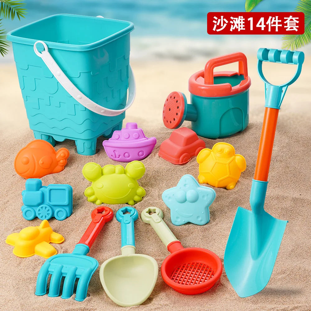 EZ Summer Beach Set Toys For Kids Digging Sand Plastic Bucket Watering Bottle Shovels Children Beach Water Game Toys Tools