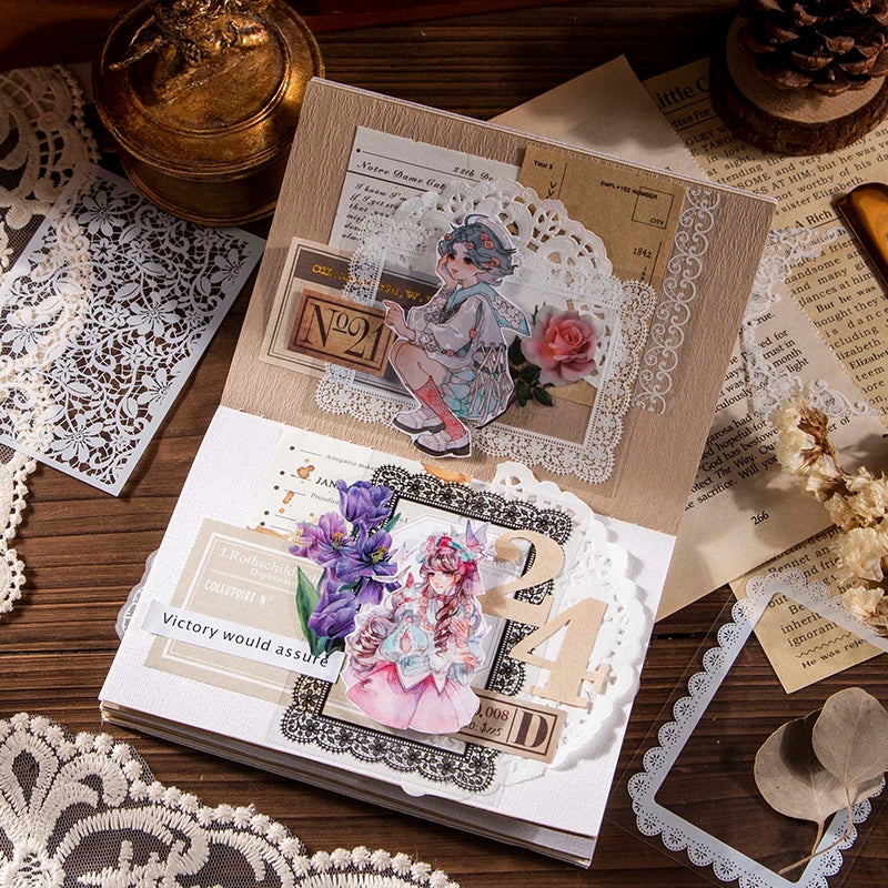 EZ 30 pcs Lace Sticker Book Decorative Scrapbooking Diary Album hand made Collage material Junk Journal Creative Background paper
