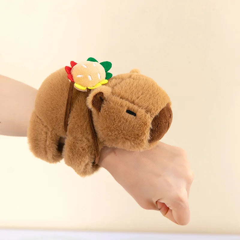 EZ Lovely Capybara Animal Slap Snap Wrap Wristband Bracelet Plush Stuffed Animal Kawaii Capybara Hand Ring Wristband Kid Funny Toys