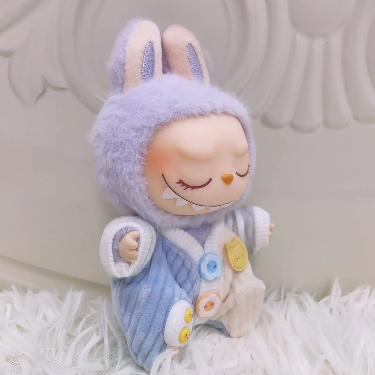 EZ Ropa Labubu For 15/17cm Labubu Doll Quilt and Pajama Set Three-piece Set Cosy Baby Bed Home Warmth Toy Girl Gift