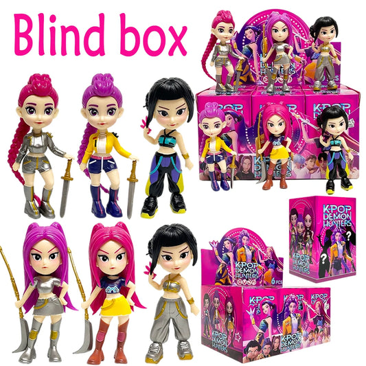EZ 1-6pcs Kpop Devil Hunter Blind Box Disassembly Fun Blind Bag Small statue Peripheral Desktop decoration fans gift ﻿