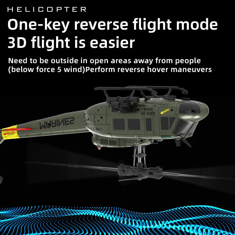 EZ C032 UH-1 brushless RTF RC Helicopter 6-axis Gyroscope One Click 3D Flip Optical flow positioning UH1 helicopter model Hobby Toy