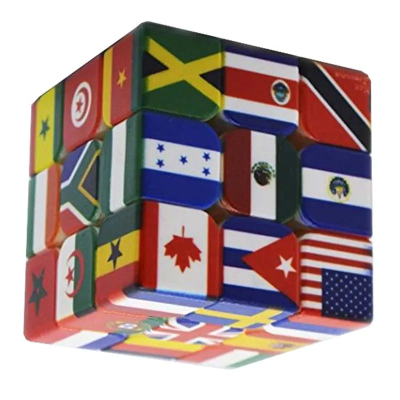 EZ 3x3x3 Magic Cube Multi-country Flag Elements Magic Cube Children's Gifts Educational Toys