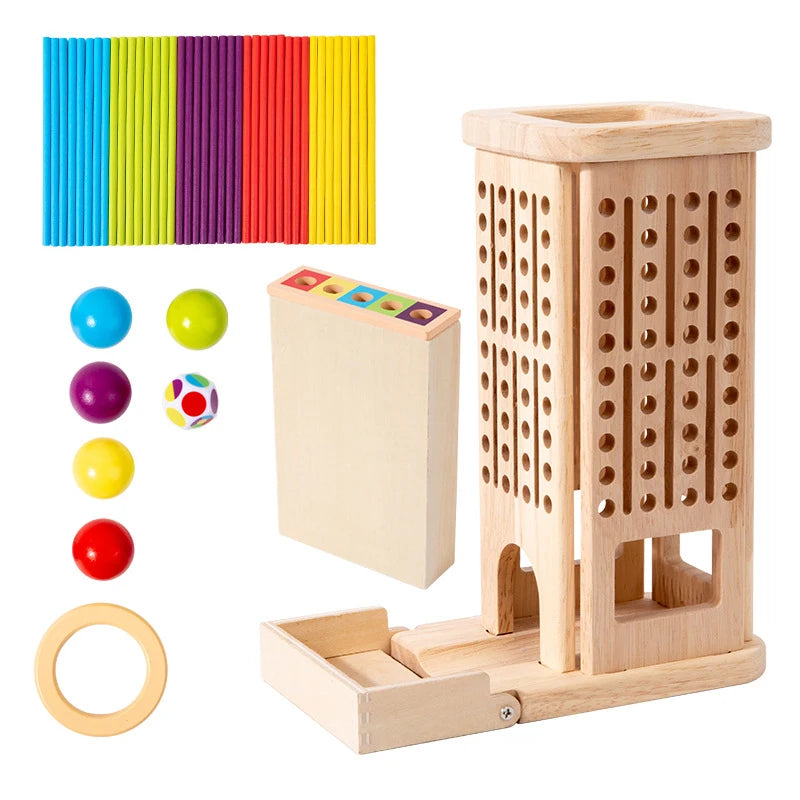 EZ Montessori Game Wooden Stick Tower Toy With Sticks Dice Motor Skills Development Stick Counting Math Educational Toy For Kids