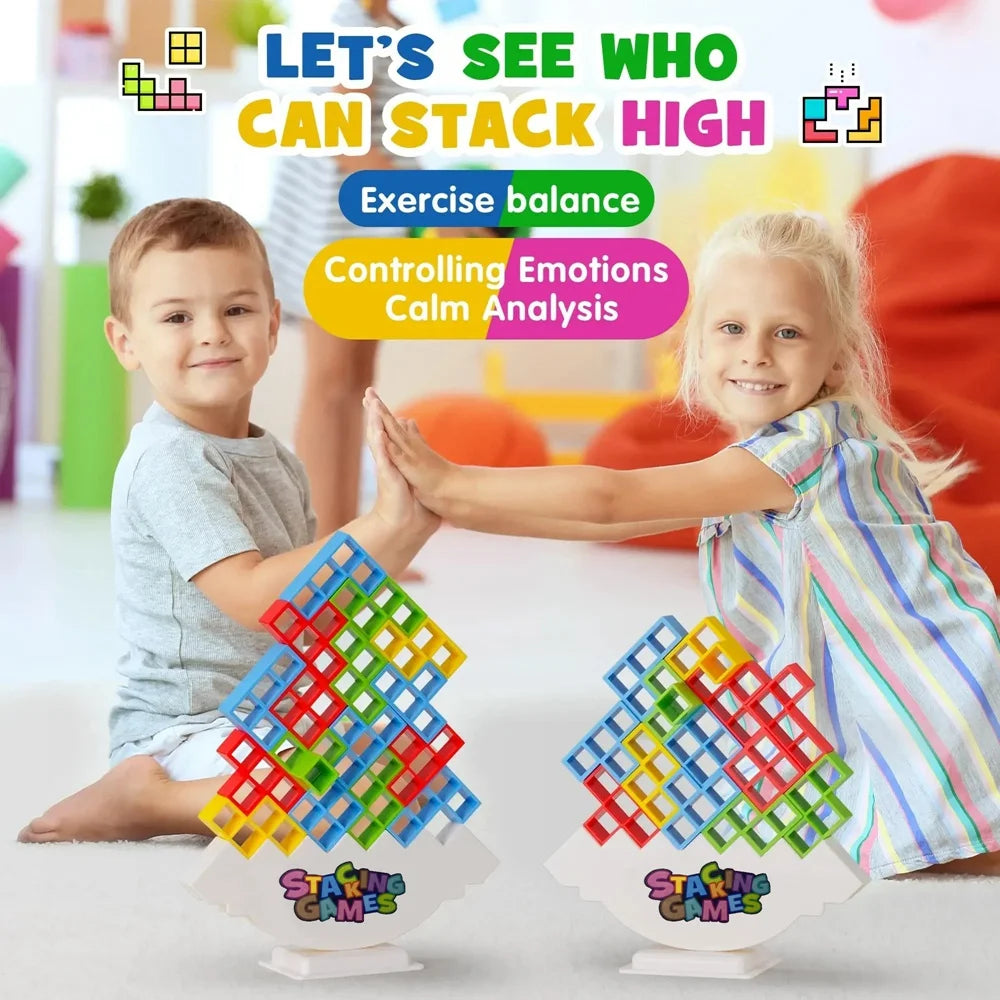 EZ Building Block Brick Toy Balance Stacked Tetra Tower Game Swing High Russian Building Blocks Stack Kid Desktop Toy