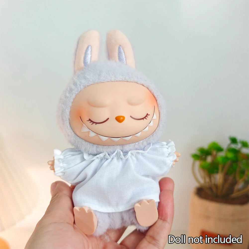 EZ 17cm Mini Plush Doll'S Clothes Outfit Accessories For Korea Kpop Exo Labubu Idol Dolls Corduroy overalls T-shirt Clothing Gift