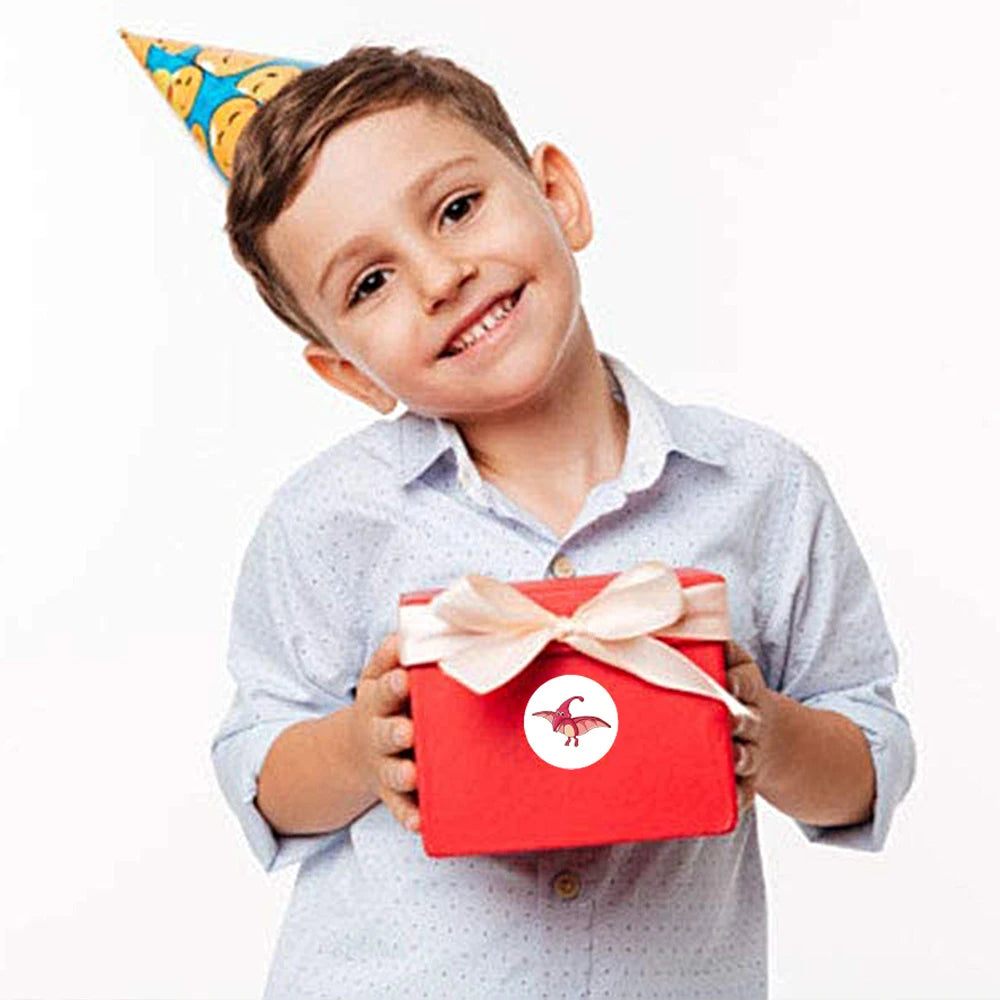 EZ 100-500pcs 1'' Round Dinosaur Stickers for Teacher Reward Stickers School Supplies Animal Incentive Roll Sticker for Home