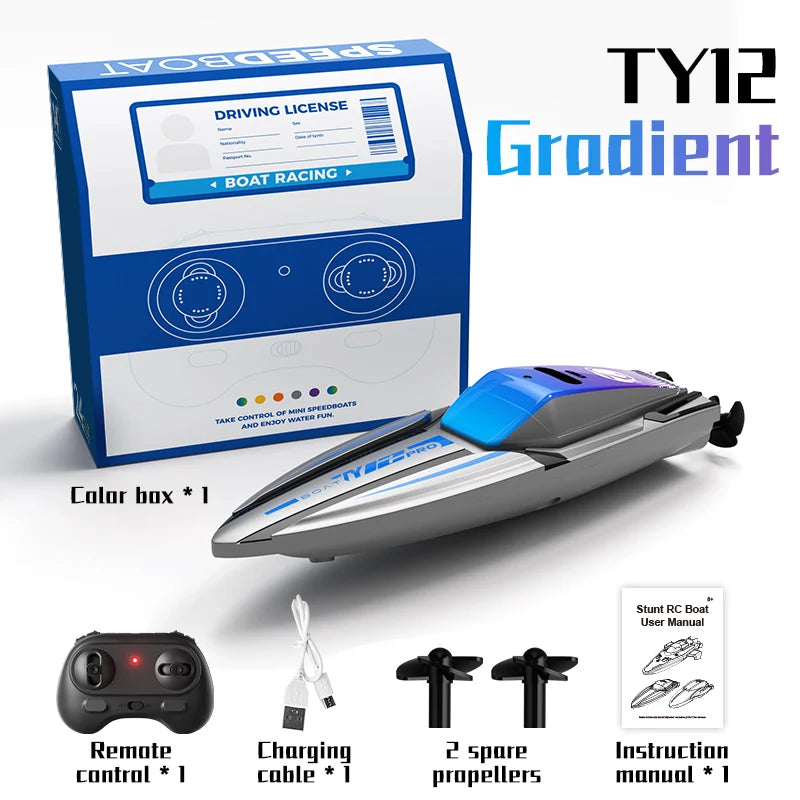 EZ RC Racing Speedboat 2.4G Mini Remote Control Stunt Boat Electric Radio Control Ship Double Motor Waterproof Toy Children's Gift