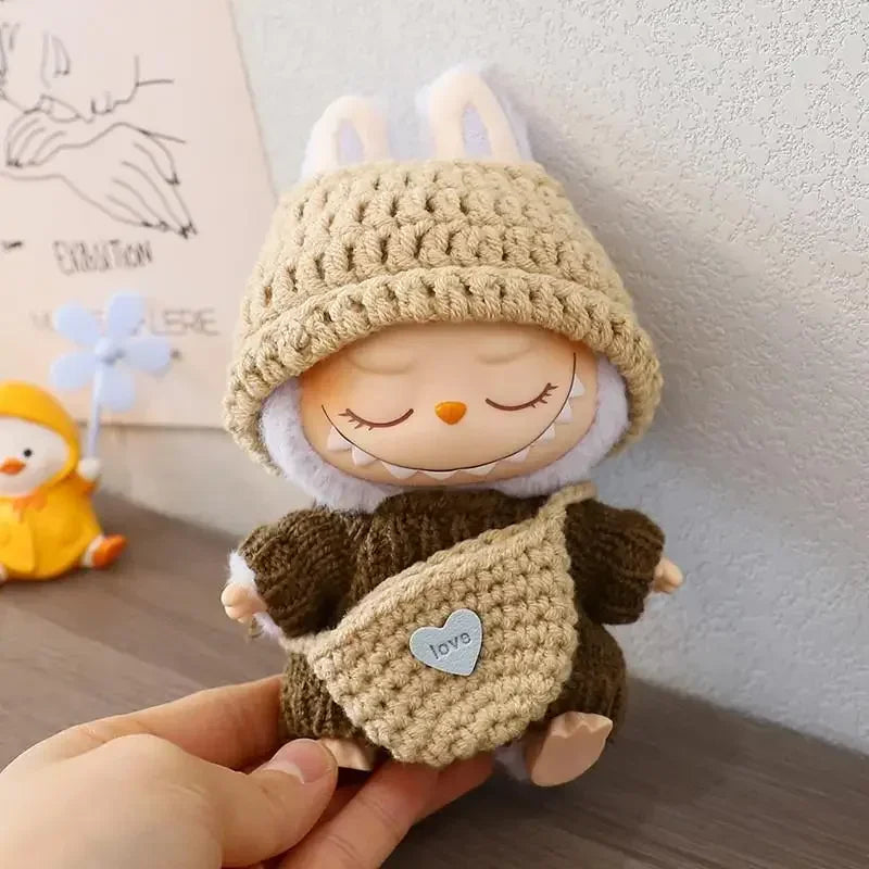 EZ 17cm Mini Plush Doll'S Clothes Outfit Accessories For Korea Kpop Exo Labubu Idol V1 V2 sweater headband set Clothing Gift