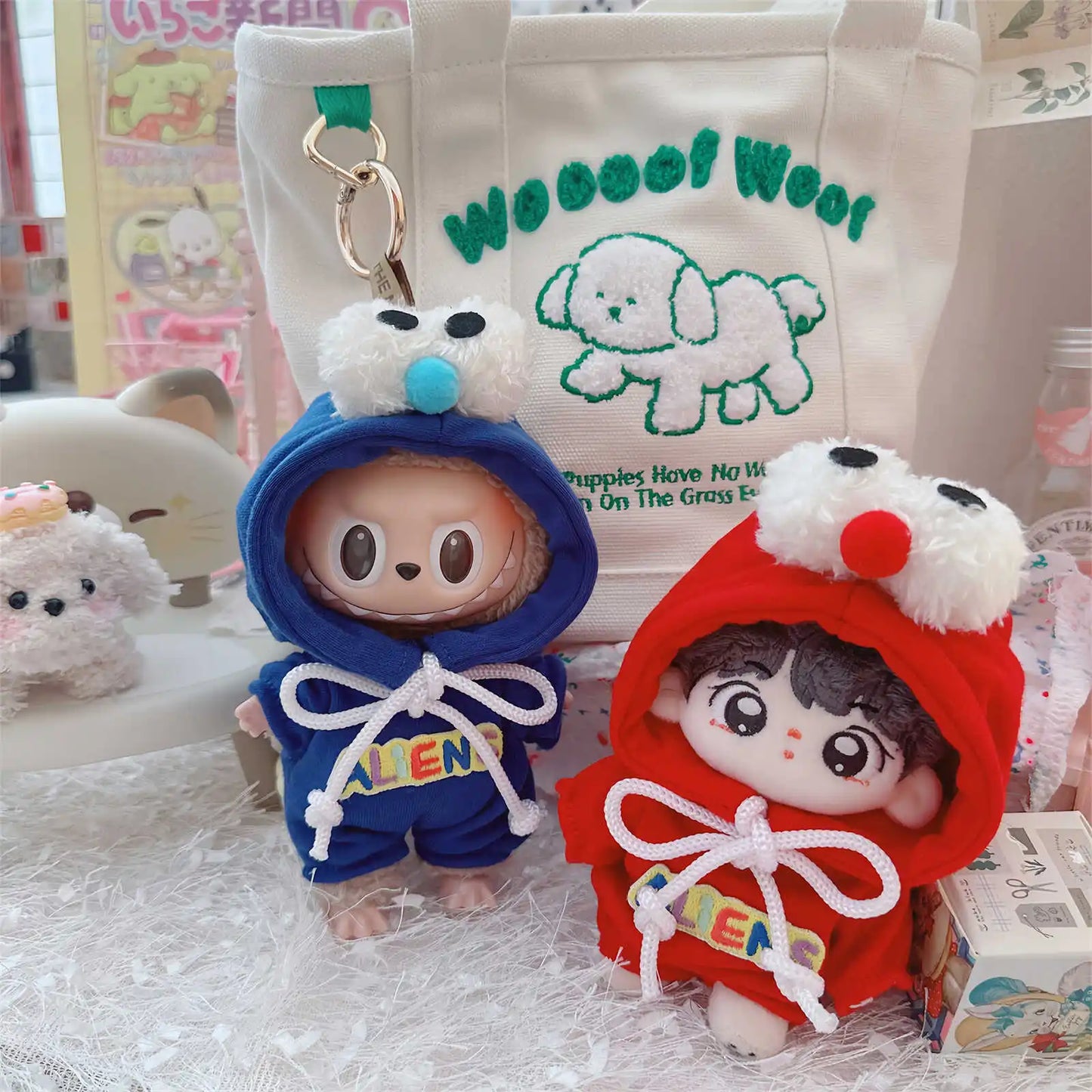 EZ Labubu Doll Clothes Outfit Accessories for Korea Kpop Exo Labubu Idol Dolls 17cm Cotton Doll Crawling Clothes Pull-up Clothing